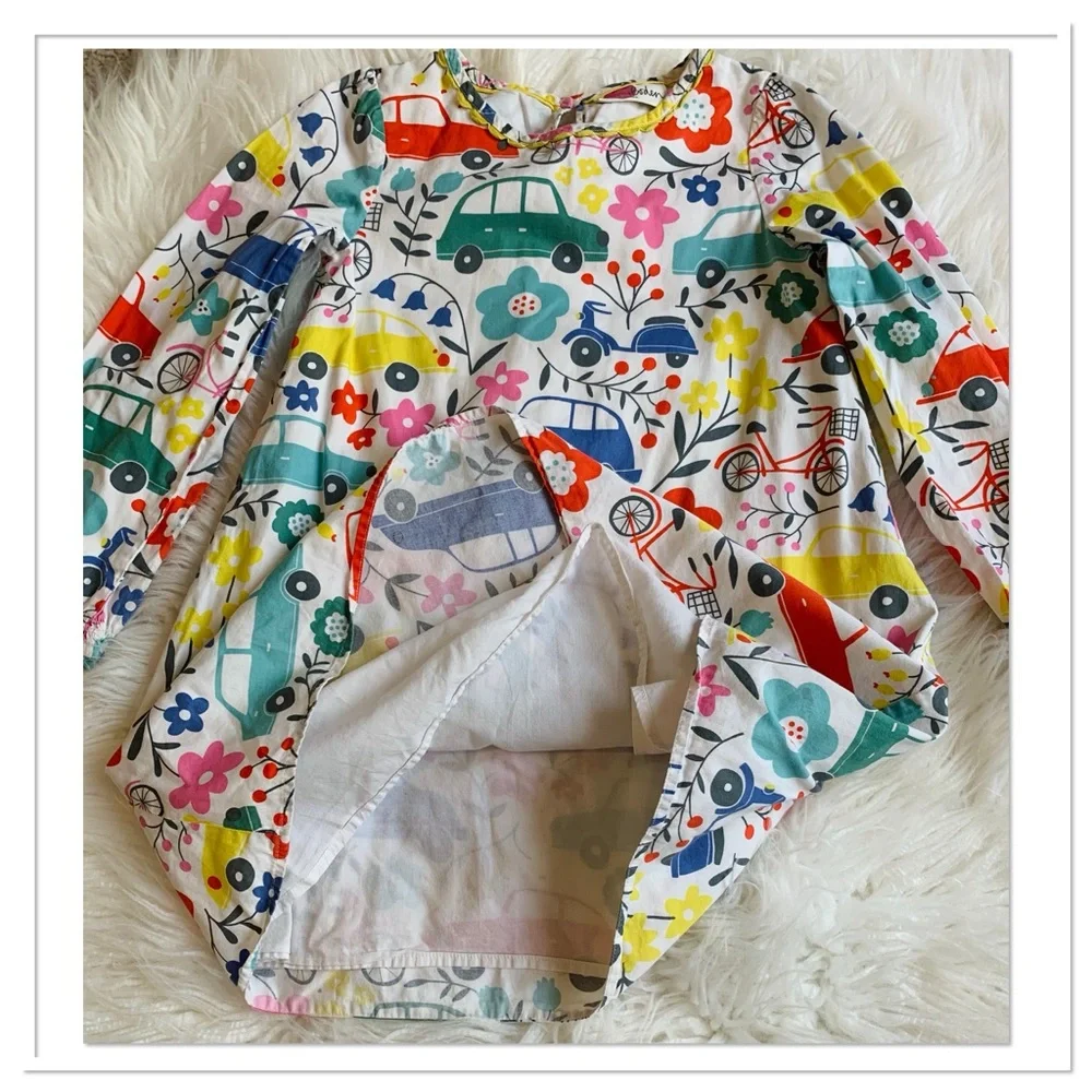 Mini Boden Cars And Florals Dress Multicolor Size 7-8Y
